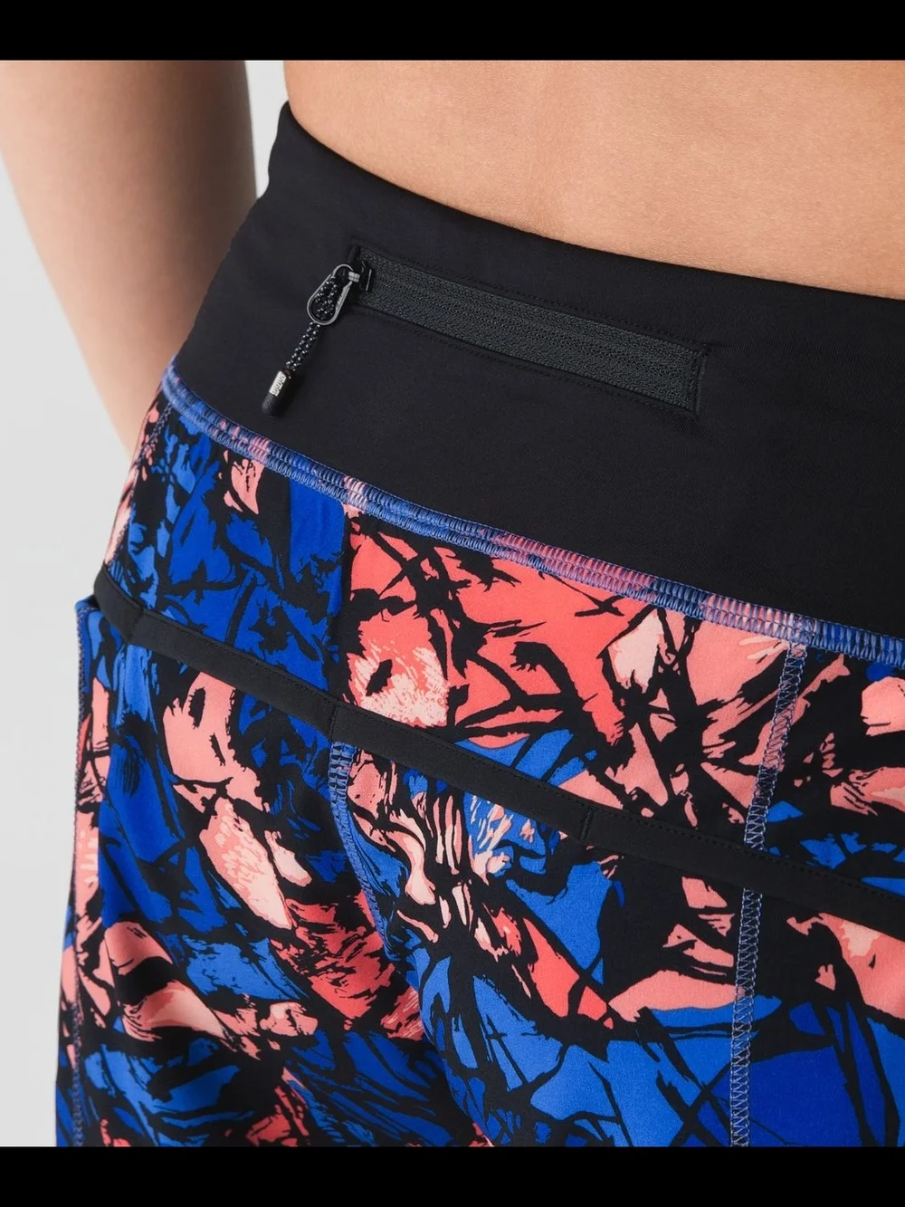 Lululemon Speed Short Blue & Coral Print Athletic Running Shorts